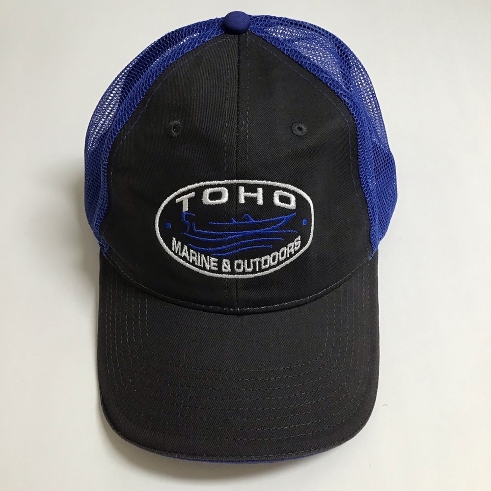 TOHO Marine Outdoors Hat Mesh Cap Adjusts Blue Gray White Lake Boating Sea - Picture 1 of 10